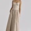 Rona Taupe bomullskorsett-maxidress