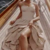 Rona Taupe bomullskorsett-maxidress