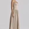 Rona Taupe bomullskorsett-maxidress