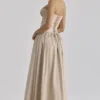 Rona Taupe bomullskorsett-maxidress