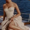 Rona Taupe bomullskorsett-maxidress