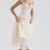 Rosalee Ivory Meadow Print Cotton Bustier Sommerkjoler