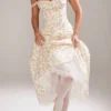 Rosalee Ivory Meadow Print Cotton Bustier Sommerkjoler