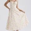Rosalee Ivory Meadow Print Cotton Bustier Sommerkjoler