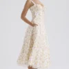 Rosalee Ivory Meadow Print Cotton Bustier Sommerkjoler