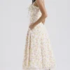 Rosalee Ivory Meadow Print Cotton Bustier Sommerkjoler