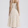 Rosalee Ivory Meadow Print Cotton Bustier Sommerkjoler