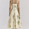 Rosalee Lemon Vintage Ribbon Print Cotton Midi Kjoler