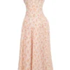 Rosalee Peach Poppy Print Cotton Bustier Sommerkjoler