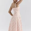 Rosalee Peach Poppy Print Cotton Bustier Sommerkjoler