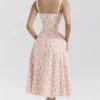 Rosalee Peach Poppy Print Cotton Bustier Sommerkjoler