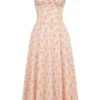 Rosalee Peach Poppy Print Cotton Bustier Sommerkjoler