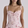 Rosalee Vintage Rose Pink Floral Print Midi Kjoler