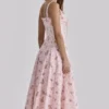 Rosalee Vintage Rose Pink Floral Print Midi Kjoler