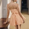 Rosalinda Peach Jacquard Mini Sløyfer-Aftenkjoler