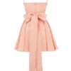 Rosalinda Peach Jacquard Mini Sløyfer-Aftenkjoler