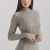 Rowena grå velour-Bodys med gjennomsiktige striper