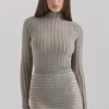 Rowena grå velour-Bodys med gjennomsiktige striper