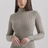 Rowena grå velour-Bodys med gjennomsiktige striper
