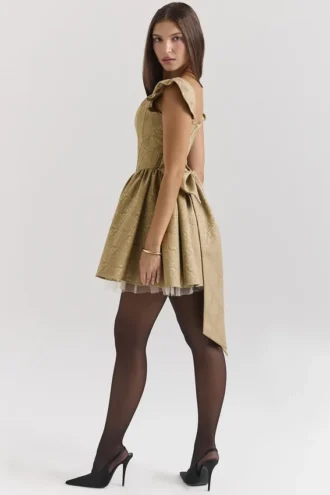 Saasha gulljacquard minikjole