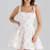 Sade Rose Print Stretch Cotton Mini Kjoler