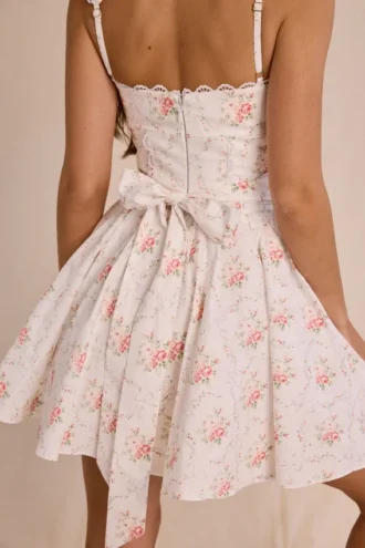 Sade Rose Print Stretch Cotton Mini Kjoler
