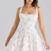 Sade Rose Print Stretch Cotton Mini Kjoler