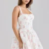Sade Rose Print Stretch Cotton Mini Kjoler
