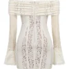 Sadie Vintage kremfarget blomsterblonder-minikjole med bare skuldre