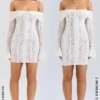 Sadie Vintage kremfarget blomsterblonder-minikjole med bare skuldre