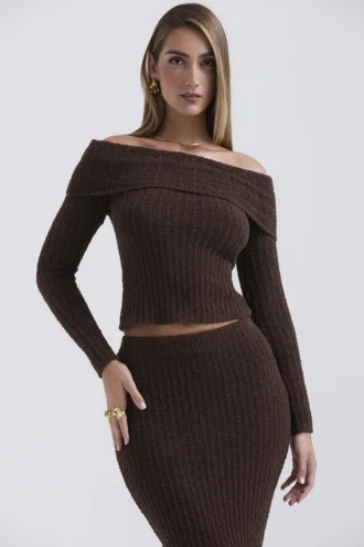 Saffron Chocolate Soft Boucle Knit Topper