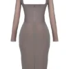 Safran Mocha korsetter-midikjole