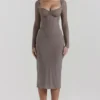 Safran Mocha korsetter-midikjole