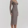 Safran Mocha korsetter-midikjole