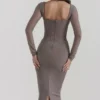 Safran Mocha korsetter-midikjole
