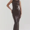 Sahara Cocoa vegansk skinn-maxi-kjole