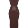 Sahara Cocoa vegansk skinn-maxi-kjole