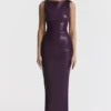 Sahara Merlot vegansk skinn-maxi-kjole