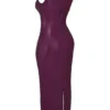 Sahara Merlot vegansk skinn-maxi-kjole