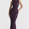 Sahara Merlot vegansk skinn-maxi-kjole