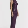 Sahara Merlot vegansk skinn-maxi-kjole