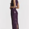 Sahara Merlot vegansk skinn-maxi-kjole