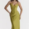 Salma Chartreuse satengslipkjol