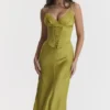 Salma Chartreuse satengslipkjol