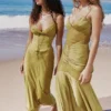 Salma Chartreuse satengslipkjol
