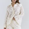 Samah hvit bomullsskjorte med broderie anglaise