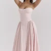 Samaria Ballerina rosa twill-korsett-midikjole