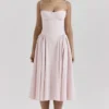 Samaria Ballerina rosa twill-korsett-midikjole