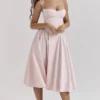 Samaria Ballerina rosa twill-korsett-midikjole