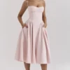 Samaria Ballerina rosa twill-korsett-midikjole